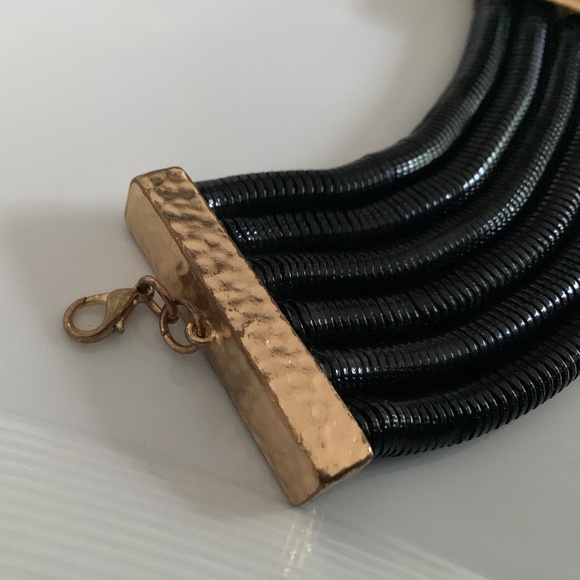 Black Coil Choker & Bracelet Set – Hammered Gold Tone - Picture 2 of 12